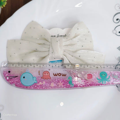 "Sparkle Bow Hair Clip Set – Sheer Fabric Hair Bows for Kids & Teens"