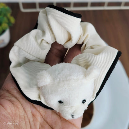 "Teddy Bear Plush Scrunchies – Soft & Cute Animal Hair Bands for Girls and Women"