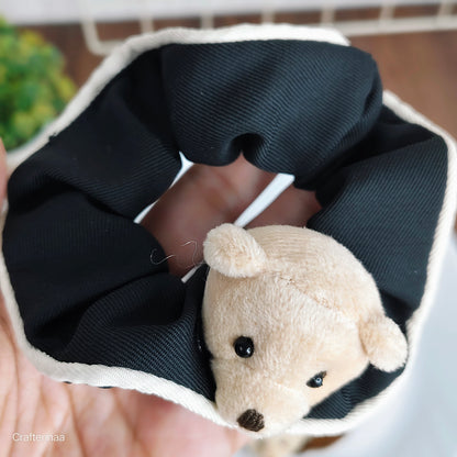 "Teddy Bear Plush Scrunchies – Soft & Cute Animal Hair Bands for Girls and Women"