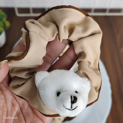 "Teddy Bear Plush Scrunchies – Soft & Cute Animal Hair Bands for Girls and Women"