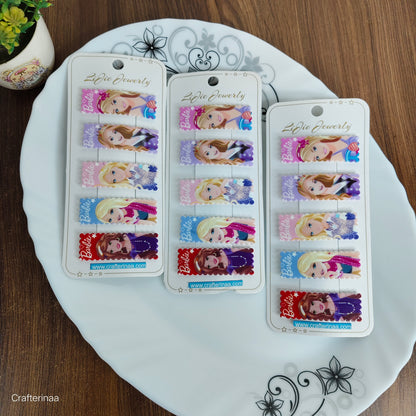 “Barbie Cartoon Hair Clips Set – Colorful Plastic Tic Tac Clips for Girls | Cute Hair Accessories”