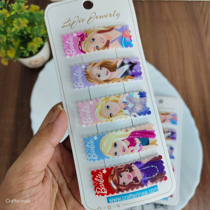 “Barbie Cartoon Hair Clips Set – Colorful Plastic Tic Tac Clips for Girls | Cute Hair Accessories”