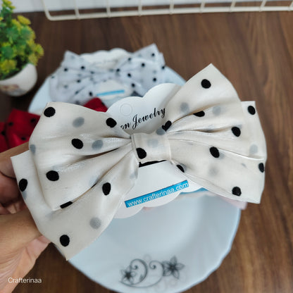 "Satin Polka Dot Hair Bow for Girls – Cute & Elegant Hair Clip"