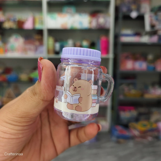 “Tiny Bear Jar Bottle – Cute Plastic Container with Lid & Handle for Kids Craft & Storage”