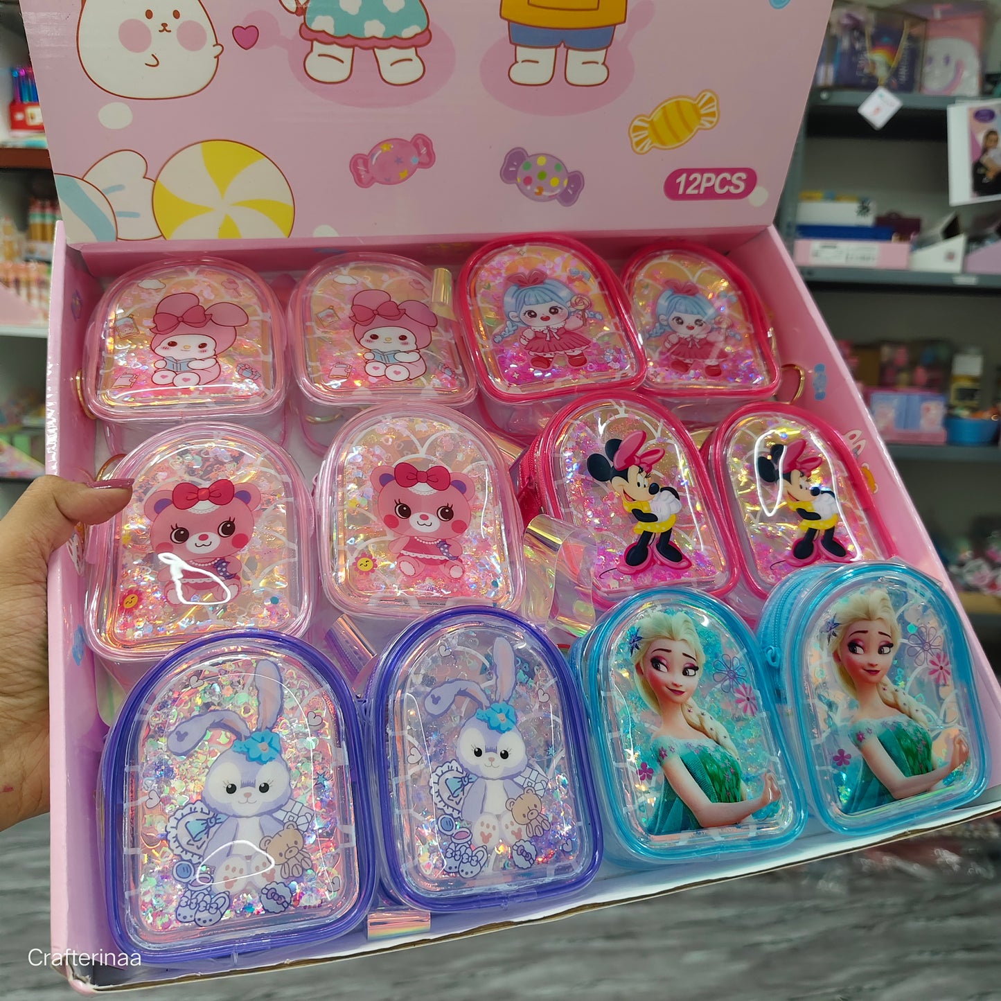“Adorable Glitter Coin Pouches – Cartoon Design Zip Wallets for Girls | Small Pouches Pack”