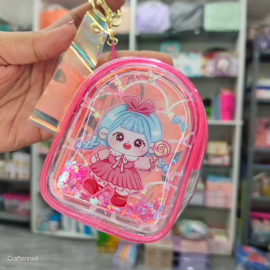 “Adorable Glitter Coin Pouches – Cartoon Design Zip Wallets for Girls | Small Pouches Pack”