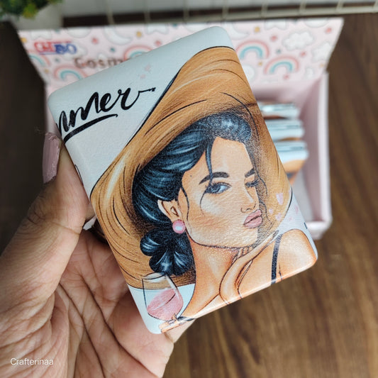 “Stylish Pocket Cosmetic Mirror for Girls – Cute Foldable Travel Makeup Mirror with Printed Covers”