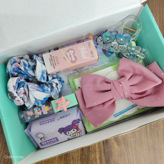 “Blush & Bloom Stationery Gift Hamper – Cute Essentials for Girls | Diary, Pen, Hair Accessories & More”