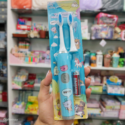 Kids Electric Toothbrush with Cartoon Design – Soft Bristles & Extra Head