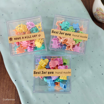Colorful Mini Hair Clips Box – Flowers, Stars, Hearts Design