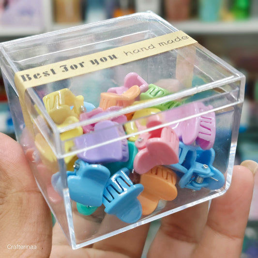 Colorful Mini Hair Clips Box – Flowers, Stars, Hearts Design