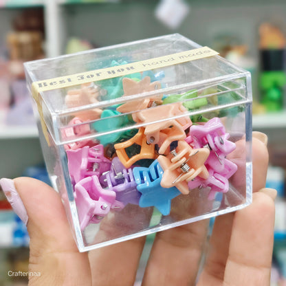 Colorful Mini Hair Clips Box – Flowers, Stars, Hearts Design