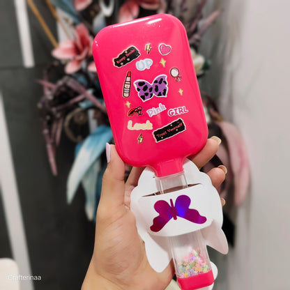 Hot Pink Hairbrush Babes| ultimate pink hair brush with doodle and glitter handle
