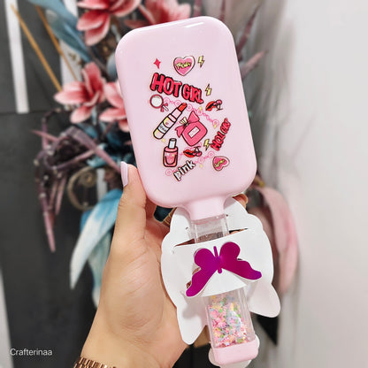 Hot Pink Hairbrush Babes| ultimate pink hair brush with doodle and glitter handle
