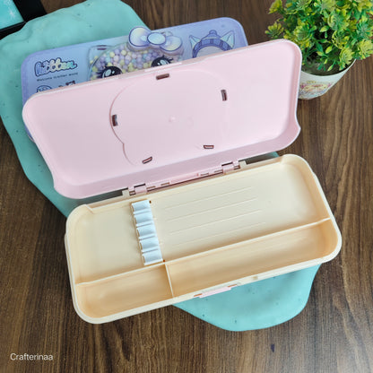 Cute Kitten Pencil Box with Colorful Beads – Stationery Organizer for Kids| hello kitty compass box