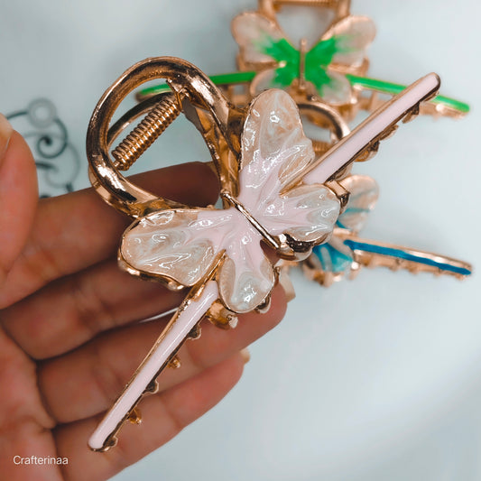 Premium Butterfly Hair Clutchers – Gold Metal with Color Enamel