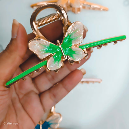 Premium Butterfly Hair Clutchers – Gold Metal with Color Enamel