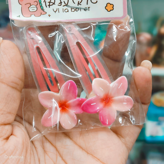 Colorful Flower Hair Clips – Set of 2 | Kids Snap Clips for Girls