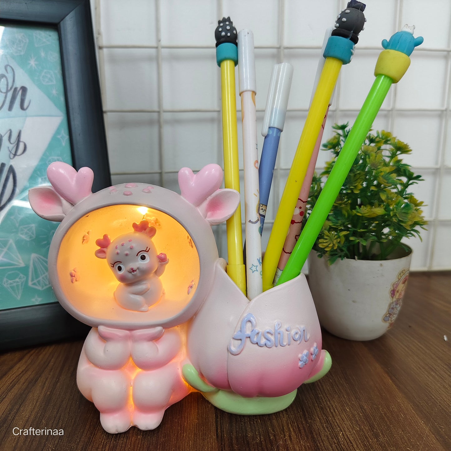 Cute LED desk lamp with pen stand| Premium Penholder with LED lamp