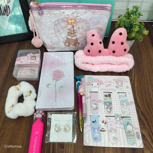 Aesthetic girl's favourite Hamper|cute accessories+Stationery