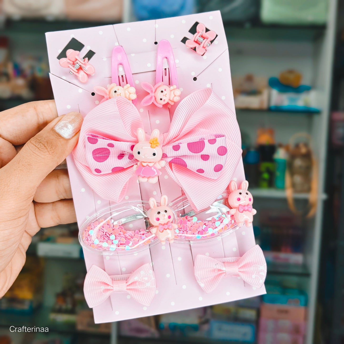 “Cute Hair Clip Set for Girls – Bows, Clips & Rubber Bands in Gift Box”
