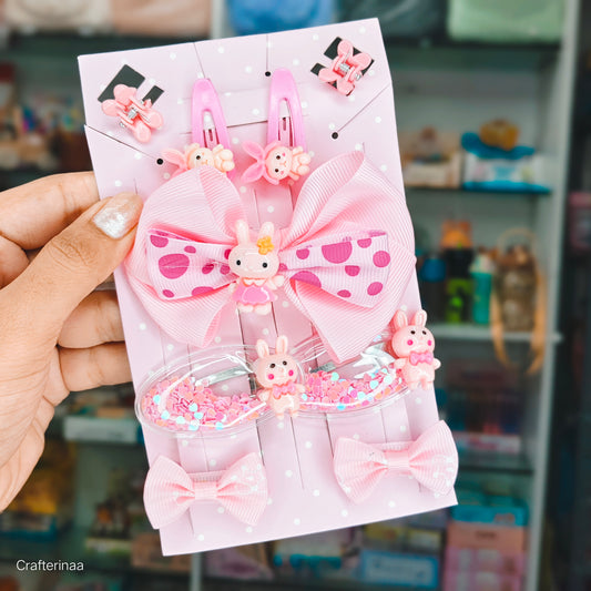 “Cute Hair Clip Set for Girls – Bows, Clips & Rubber Bands in Gift Box”