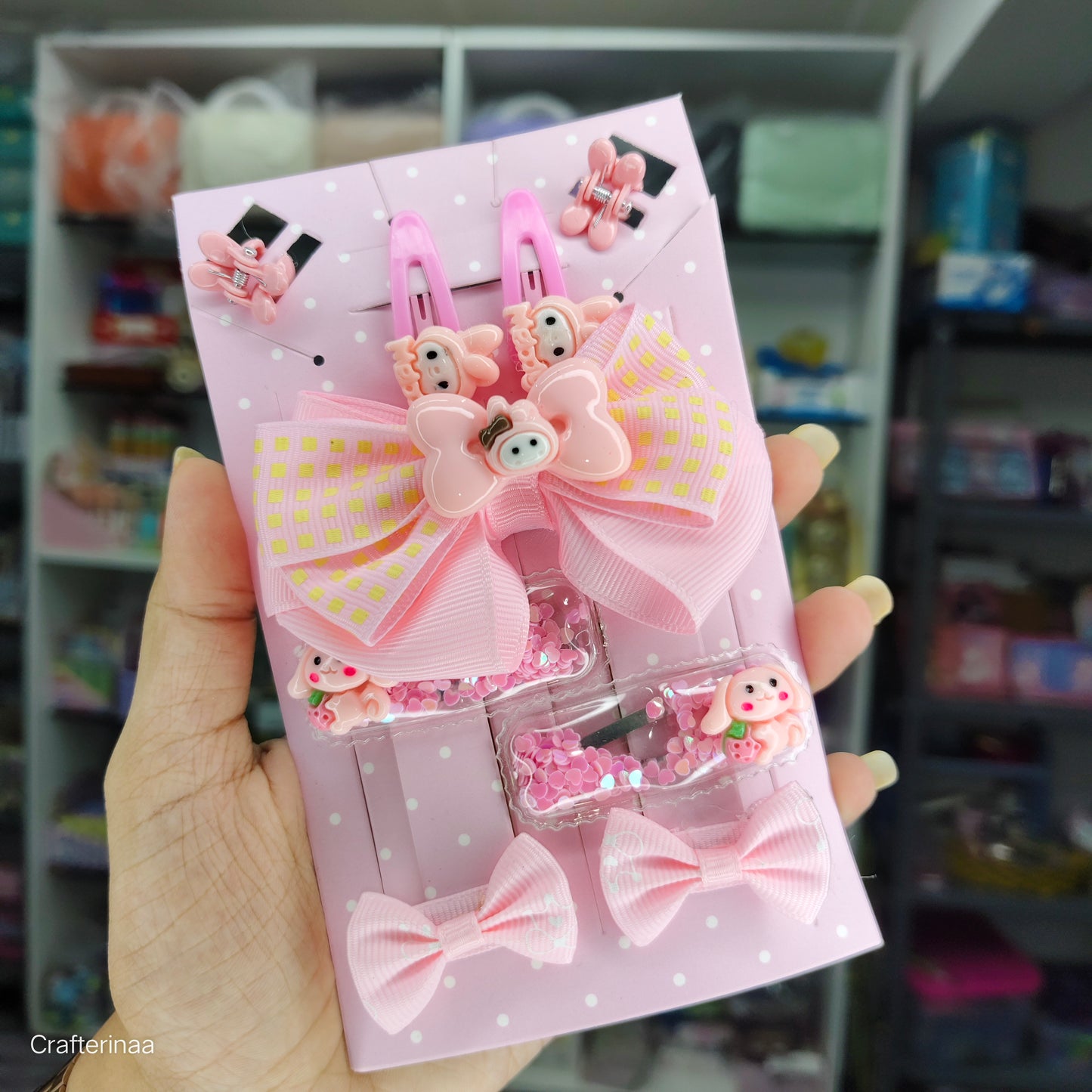 “Cute Hair Clip Set for Girls – Bows, Clips & Rubber Bands in Gift Box”