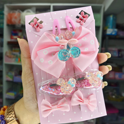 “Cute Hair Clip Set for Girls – Bows, Clips & Rubber Bands in Gift Box”