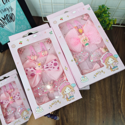 “Cute Hair Clip Set for Girls – Bows, Clips & Rubber Bands in Gift Box”