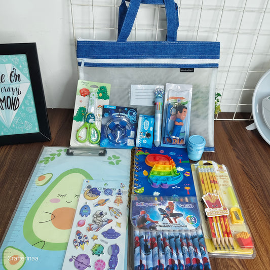Premium Gift Hamper for boys| Mesh bag Stationery Hamper