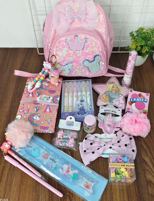 Girls Pink Sequin Backpack Hamper – Cute Accessories & Fun Activity Gift Set