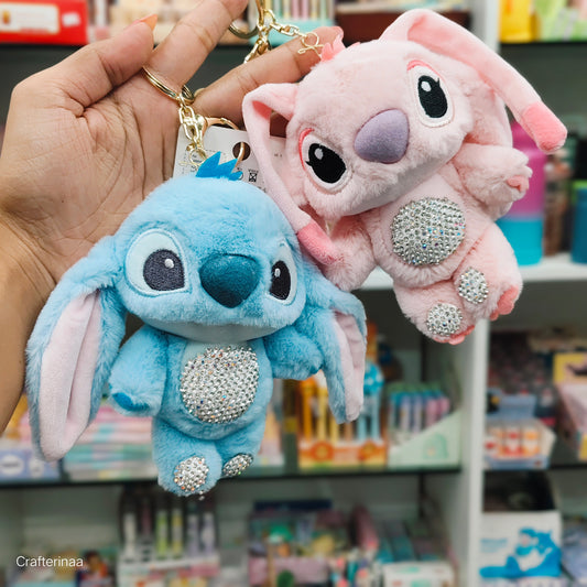 Cute Plush Bunny Keychain – Soft Toy with Crystal Rhinestone Detailing