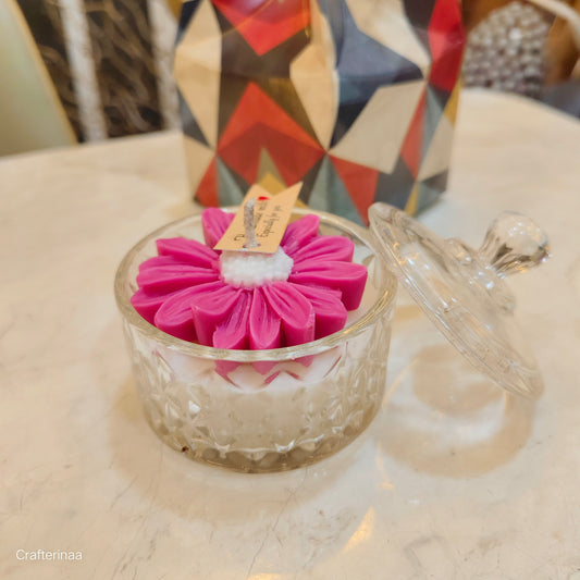 Luxury Decorative Jar Candle with Flower Design| vanilla scented Soy wax candle  – Perfect gift