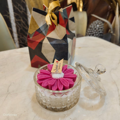 Luxury Decorative Jar Candle with Flower Design| vanilla scented Soy wax candle  – Perfect gift