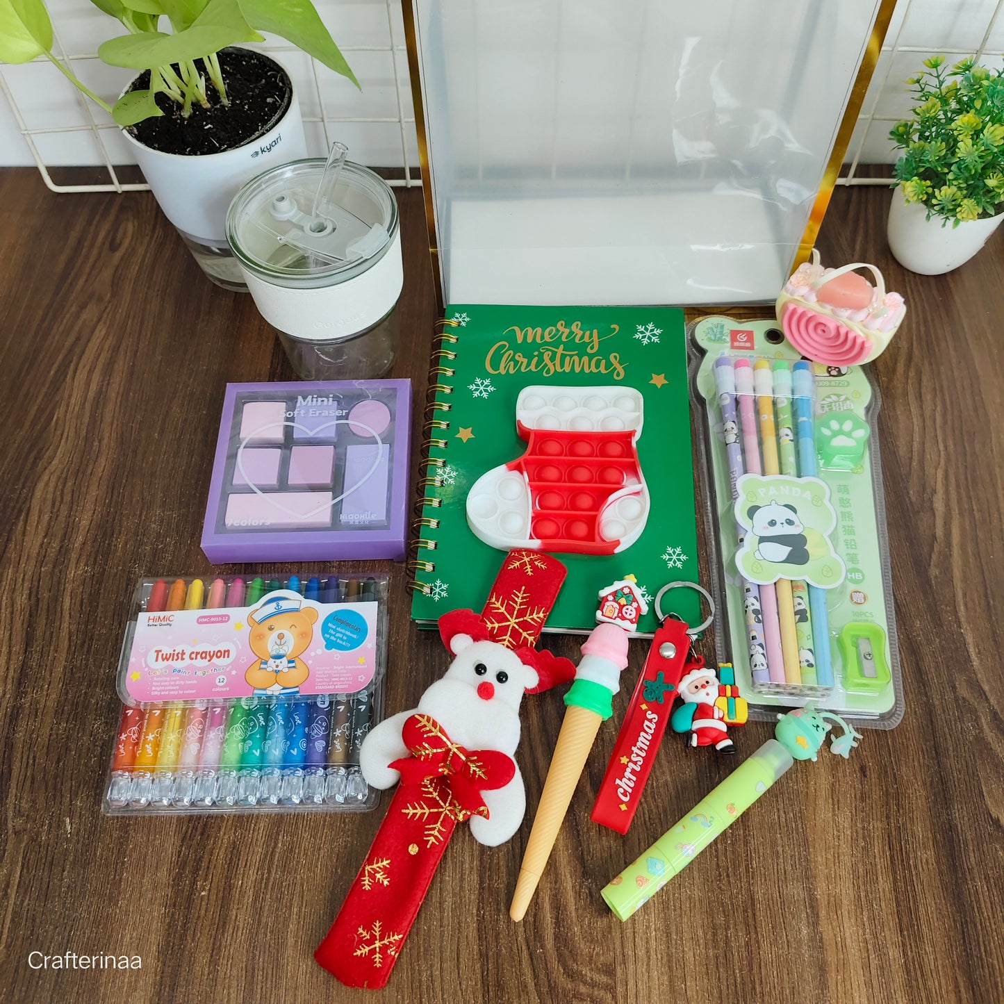 Crafterinaa Christmas Gift Hamper – Cute Stationery, Magnet & Holiday Notebook Set