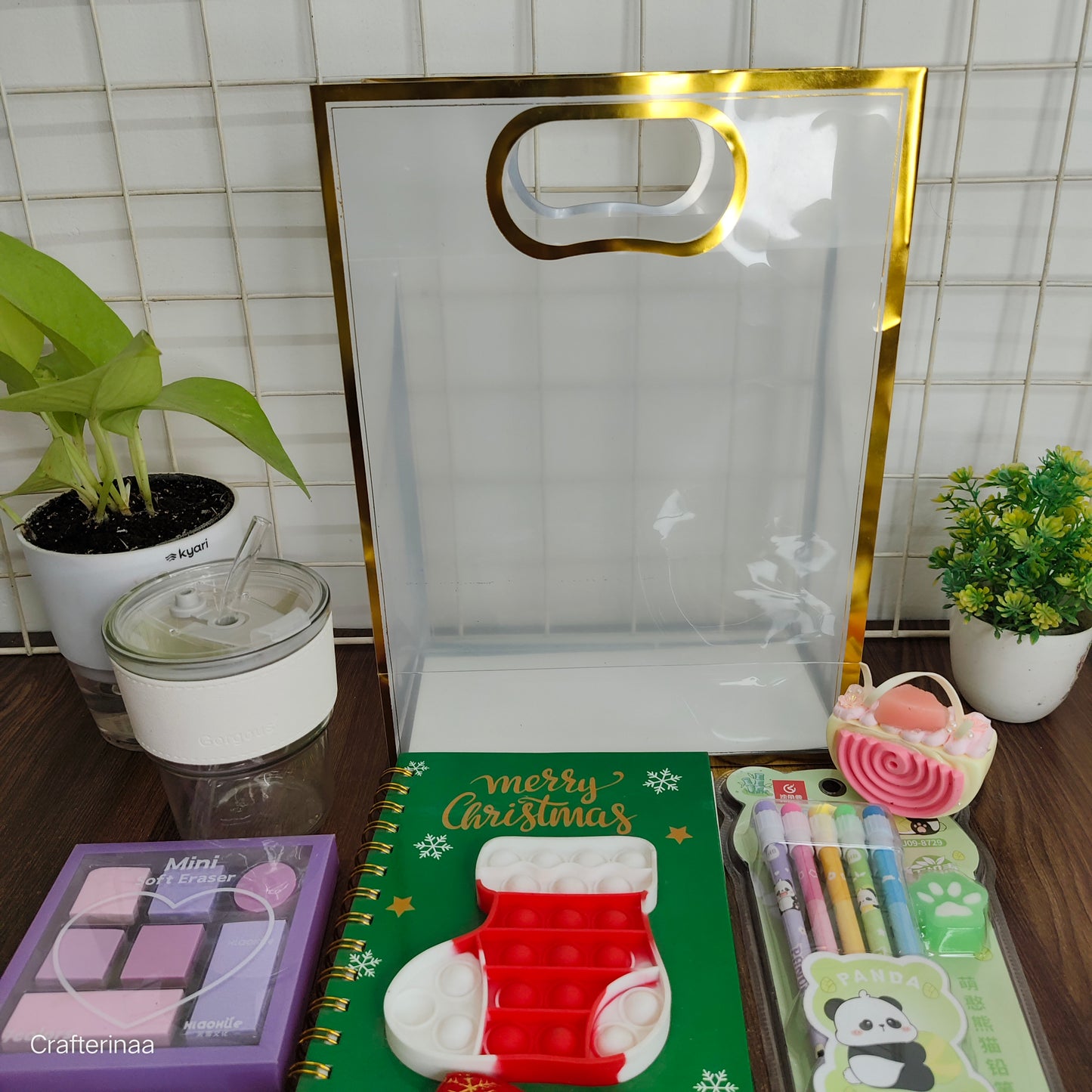 Crafterinaa Christmas Gift Hamper – Cute Stationery, Magnet & Holiday Notebook Set