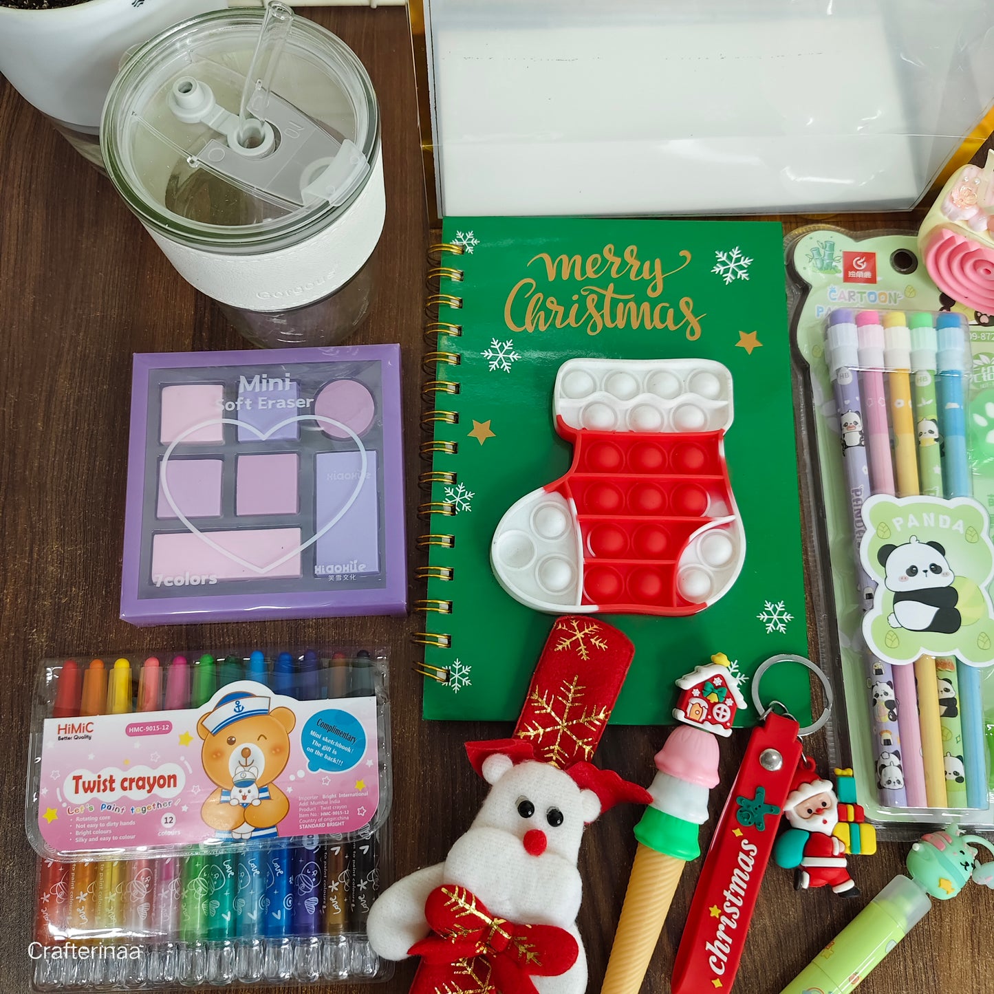Crafterinaa Christmas Gift Hamper – Cute Stationery, Magnet & Holiday Notebook Set