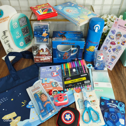 Little Hero Adventure Hamper for Boys | Space & Superhero Stationery Gift Hamper