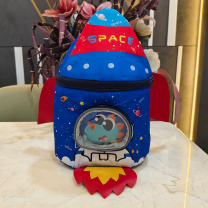"Rocket Space Bag for Kids – Fun 3D Design Backpack with Eraser Pocket"