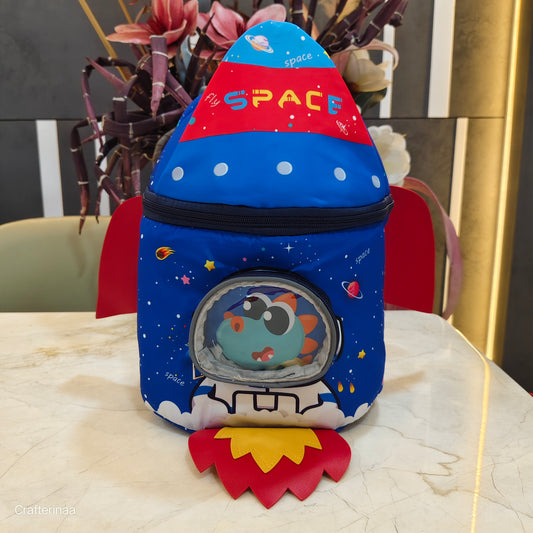 "Rocket Space Bag for Kids – Fun 3D Design Backpack with Eraser Pocket"