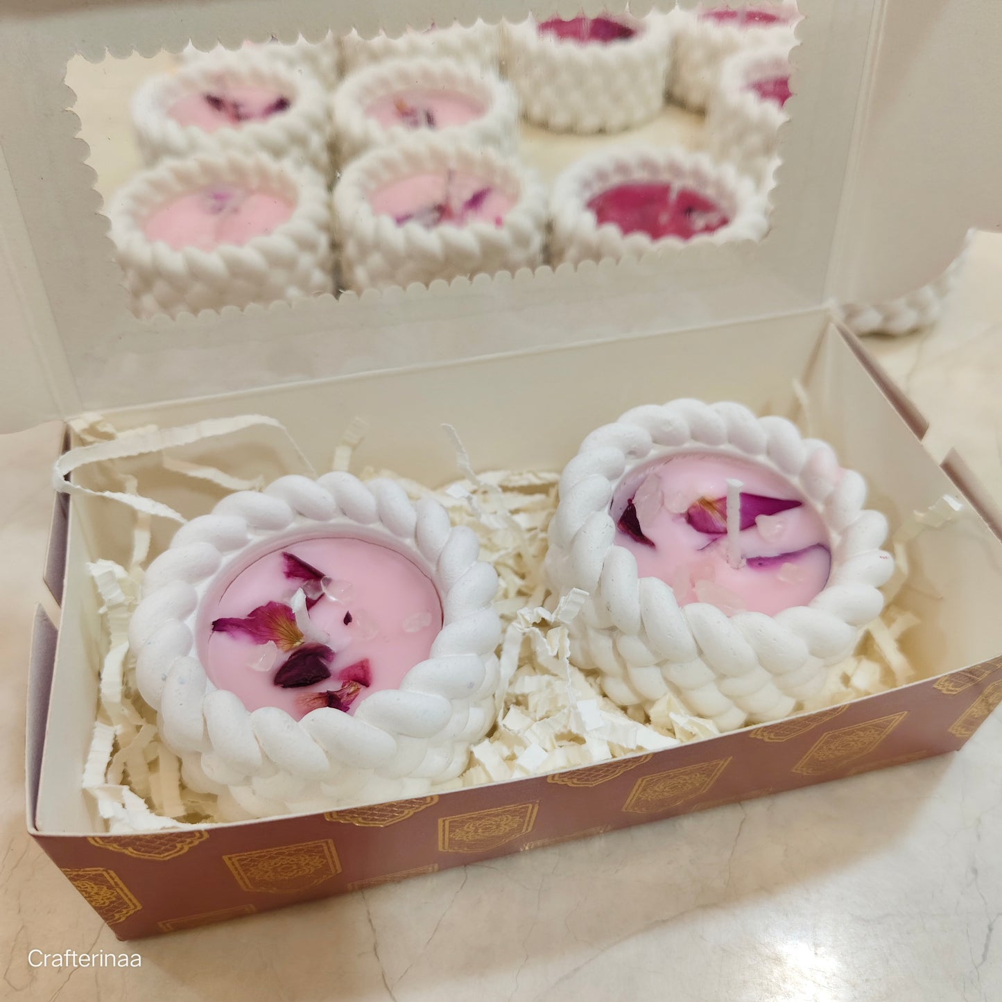 Handmade Floral Soy Wax Candles | Aesthetic Rope Design Candles | Gift Boxed Scented Candles for Home Décor & Gifting