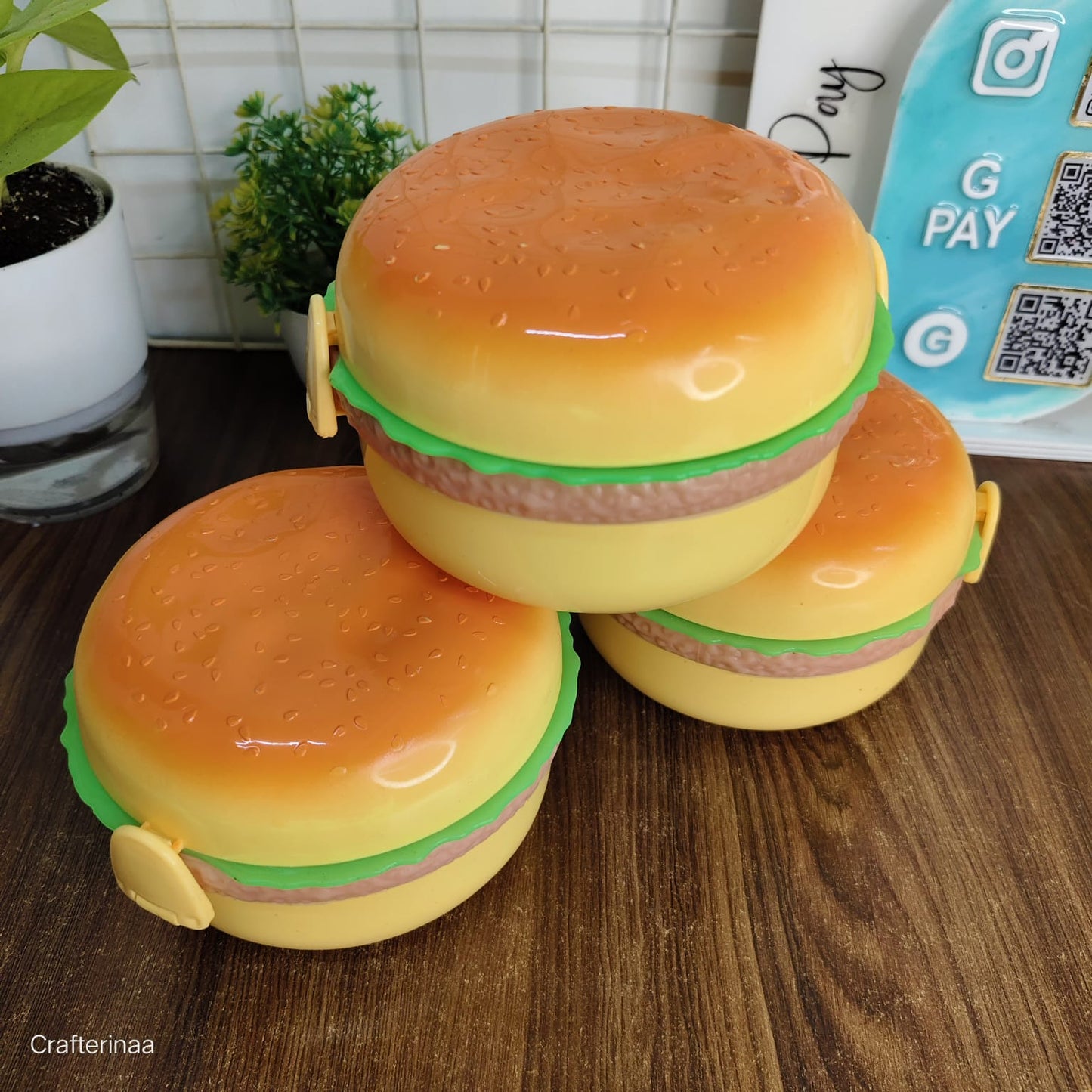 Burger Shape Lunch Box with Spoon & Fork – Cute Bento Lunch Container for Kids