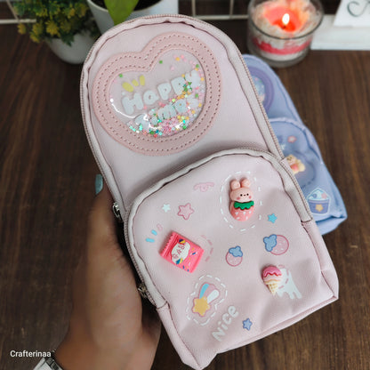 Cute Mini Backpack Pencil Pouch for Kids | Kawaii Stationery Organizer | Multi Pocket Pencil Case for School
