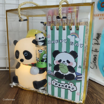 Panda Lover Gift Hamper with Cute Stationery, Hair Accessories & Essentials
