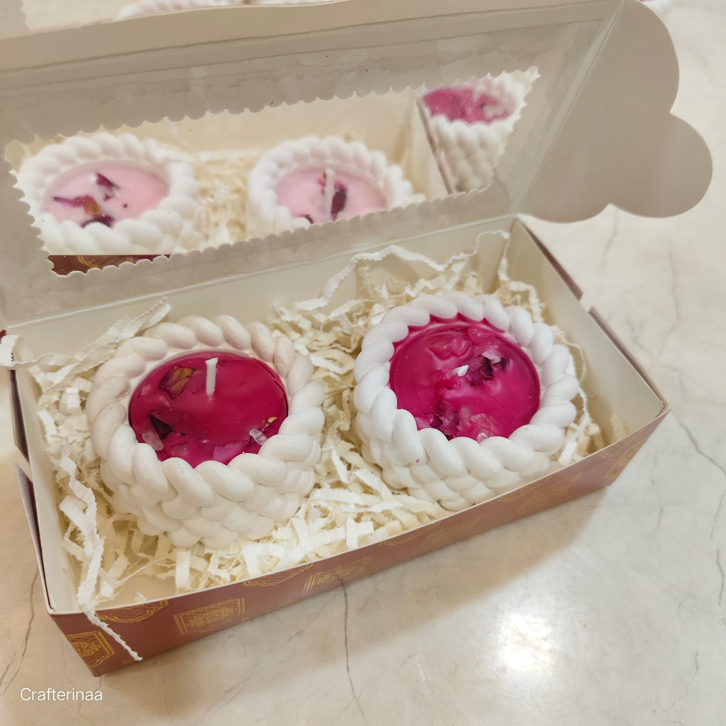 Handmade Floral Soy Wax Candles | Aesthetic Rope Design Candles | Gift Boxed Scented Candles for Home Décor & Gifting