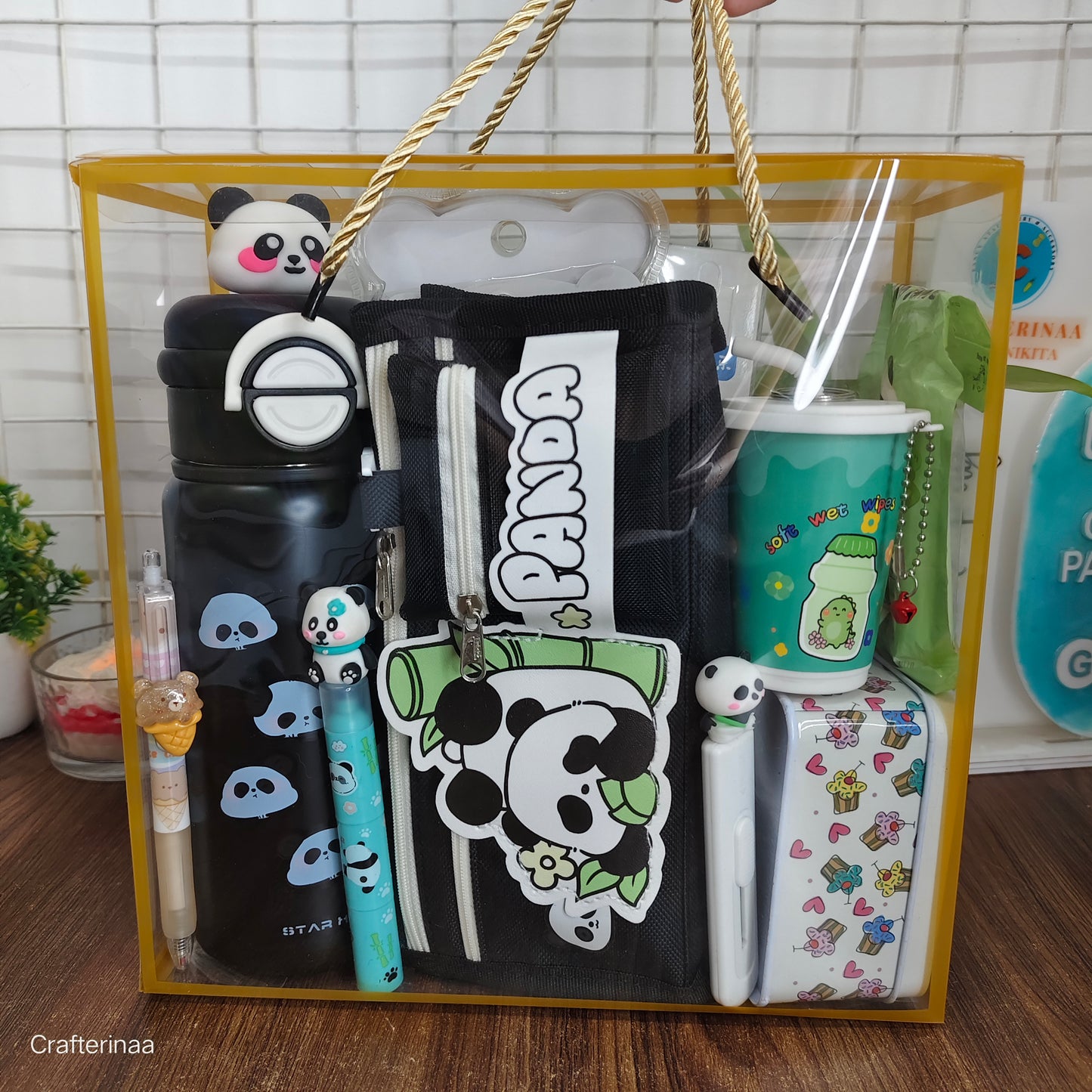 Panda Theme Cute Stationery Gift Hamper | Kawaii Panda School & Office Supplies Set