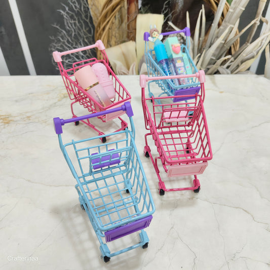 Mini Shopping Cart Organizer – Cute Stationery & Makeup Holder for Desk Decor
