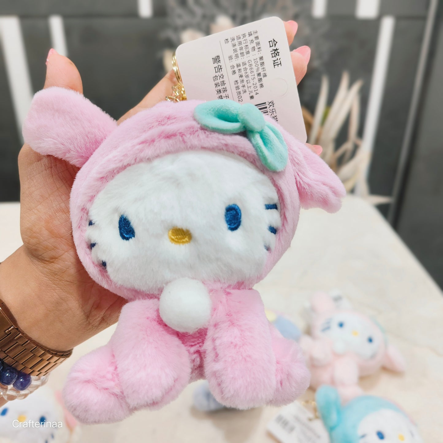Plush Kitty Keychain – Cute Soft Toy with Bow & Fluffy Charm