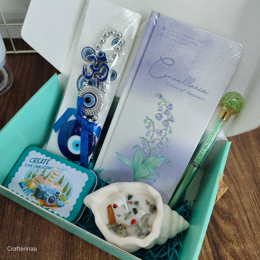 Divine Energy Manifestation Hamper | Affirmations, Evil Eye Charm & Healing Candle