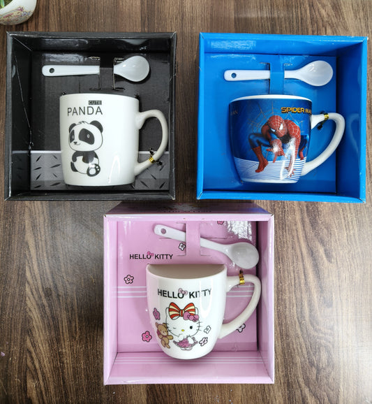 Ceramic Coffee Mug Gift Set with Spoon | Cute Printed Mug in Premium Gift Box
